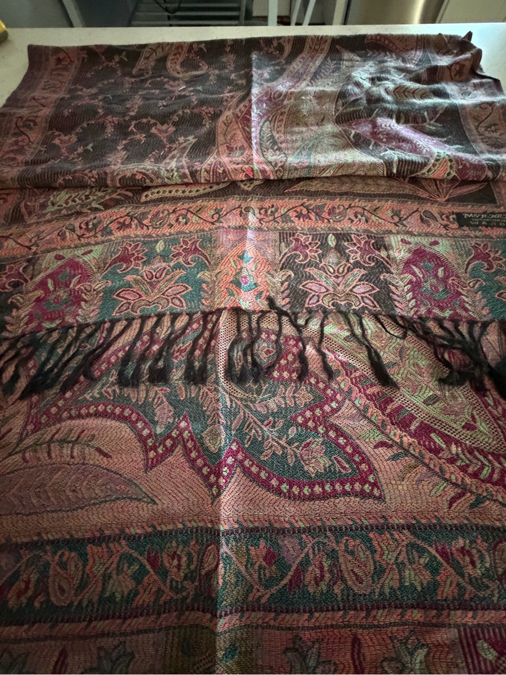 Pashmina Paisley Oversized Shawl Wrap 27x73 Fringe Multicolored